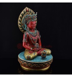 Hand Carved Painted Copper Alloy 24 Karat Gold Gilded Tibetan Buddhist Aparmita / Amitayus / Tsepame statue