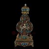 Hand Carved Gold Detailed Decorated with Stones Tibetan Buddhist 1000 Armed Avalokiteshvara Copper Statue