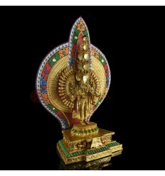 Hand Carved Fine Quality Gold Gilded 1000 Armed Avalokiteshvara / Chenrezig Copper Statue 