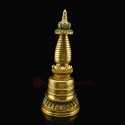 Gold Plated Copper Alloy Decorated with Stones Tibetan Buddhist Kadam Style Stupa / Chorten / Chaitya