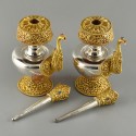 Fine Quality Buddhist Tibetan Ritual Gold & Silver Gilded Copper with Hand Carvings Bhumpa Bhumba Set