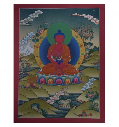 Hand Painted  Amitabha Buddha Cotton Canvas Tibetan Thangka paintings