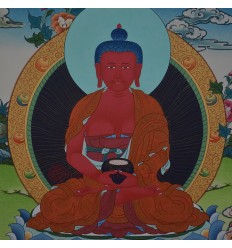 Hand painted 17" x 13" Amitabha Buddha Thangka Painting