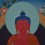 Hand painted 17" x 13" Amitabha Buddha Thangka Painting