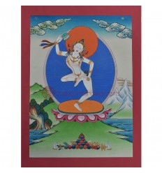 Hand Painted Magic Labdron / Damaru Jogini Cotton Canvas Tibetan Thangka