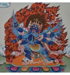 Hand Painted 17"x12.5" Vajrakilaya Thangka Scroll Painting