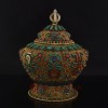 Hand Carved Buddhist Tibetan Gold Plated Filigree (Siko) Rice Bowl Gulpa