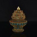 Hand Carved Copper  Alloy with Gold Plated Rice Bowl Gulpa
