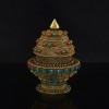 Hand Carved Copper  Alloy with Gold Plated Rice Bowl Gulpa