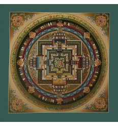Original Hand Painted Gold Detailed Tibetan Buddhist Kalachakra Mandala Thangka