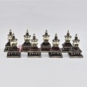 Machine Made Copper Alloy with Silver Plated in Oxidation Finish 4" 8 Piece Stupa