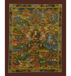 Hand Painted Buddhist Buddha Life Story Thangka Painting