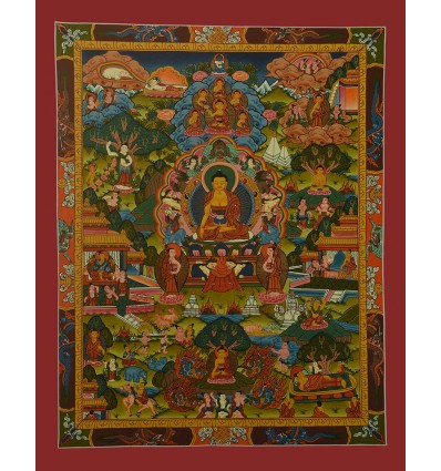 Hand Painted Tibetan Buddhist Buddha Life Story Thangka Scroll Painting