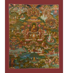 Hand Painted Tibetan Buddhist Buddha Life Story Thangka Scroll Painting