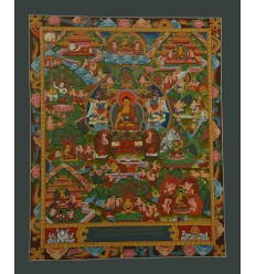 Hand Painted Tibetan Buddhist Buddha Life Story Thangka Scroll Painting