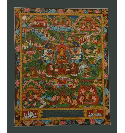 Hand Painted Tibetan Buddhist Buddha Life Story Thangka Scroll Painting