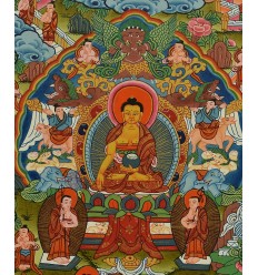 Hand Painted Tibetan Buddhist Buddha Life Story Thangka Scroll Painting