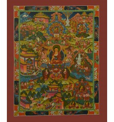 Hand Painted Tibetan Buddhist Buddha Life Story Thangka Scroll Painting