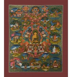 Hand Painted Tibetan Buddhist Buddha Life Story Thangka Painting