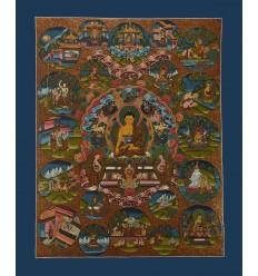 Hand Painted Tibetan Buddhist Buddha Life Story Thangka Painting