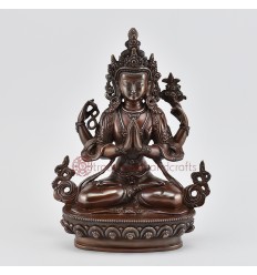  Hand  Made 9" Chenrezig / Avalokiteshvara Oxidized Copper Alloy Statue