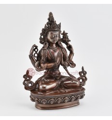  Hand  Made 9" Chenrezig / Avalokiteshvara Oxidized Copper Alloy Statue