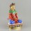 Hand Made 10.5" Amitabha Crown Buddha Gold Gilded Painted Copper Statue 