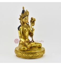 Hand Made Gold Face Painted  14" White Tara / Dolkar  Copper Gold Gilded Statue Patan