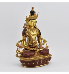 Hand Carved Gold Gilded & Hand Face Painted Buddhist Tibetan Aparmita Statue