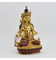 Hand Made Gold Gilded & Hand Face Painted Buddhist Tibetan Aparmita / Tsepame Statue