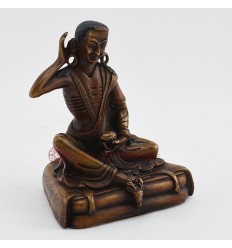 Machine Made, Oxidized Copper Alloy 4" Milarepa Statue