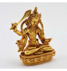 Machine Made Copper Alloy Gold Plated 4" Four Armed Manjushri Statue