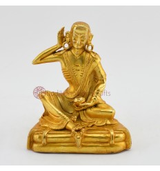 Machine Made Copper Alloy Gold Plated 4.25" Milarepa Statue