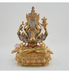 Hand Made Copper Alloy with 24 Karat Gold Gilded Chenrezig Statues