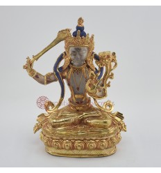 Hand Made Copper Alloy with 24 Karat Gold Gilded Manjushri / Jambiyang Statue