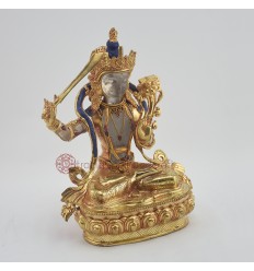 Hand Made Copper Alloy with 24 Karat Gold Gilded Manjushri / Jambiyang Statue