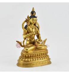 Hand Carved Gold Gilded & Hand Face Painted Buddhist Tibetan Vajrasattva Statue