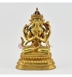 Hand Made Gold Gilded & Hand Face Painted Buddhist Tibetan Chenrezig / Avalokiteshvara Statue