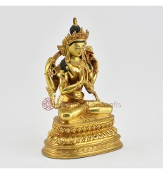 Hand Made Gold Gilded & Hand Face Painted Buddhist Tibetan Chenrezig / Avalokiteshvara Statue