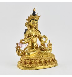 Hand Carved Gold Gilded & Hand Face Painted Buddhist Tibetan 9" Vajrasattva Statue