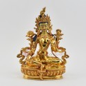 Hand Made Copper Alloy with Gold Gilded Green Tara / Drolma Statue