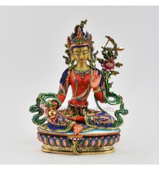 Hand Painted 24 Karat Gold Gilded 8.75" Red Tara Statue