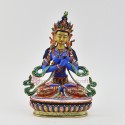 Hand Painted Copper Alloy with 24 Karat Gold Gilded 9" Vajradhara Dorjechang Statue