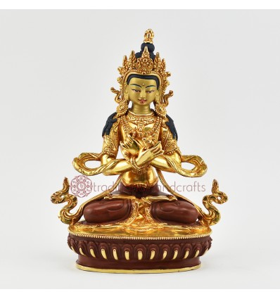 Hand Made  Copper Alloy with Partly Gold Gilded 9" Vajradhar Statue 