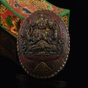Hand Carved Tibetan Buddhism Traditional 7" Chenrezig / Four Armed Avalokiteshvara Carved Resin Kapala 