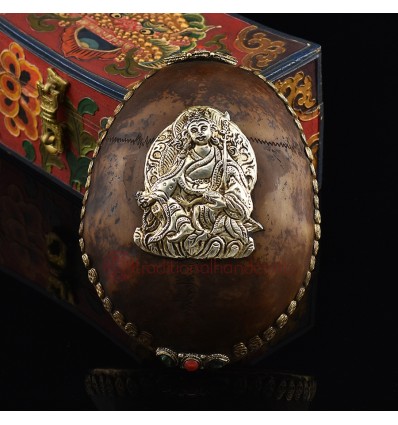 Hand Carved Tibetan Buddhism Traditional 7" Guru Rinpoche / Padmasambhava Carved Resin Kapala