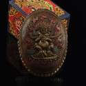 Hand Carved Tibetan Buddhism Traditional 7" Panjarnata Mahakala Carved Resin Kapala
