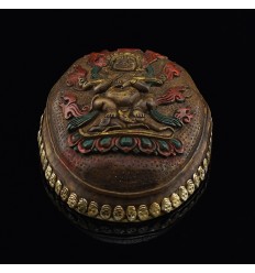 Hand Carved Tibetan Buddhism Traditional 7" Panjarnata Mahakala Carved Resin Kapala