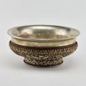 Hand Made Silver and Wood 9" Tibetan Bowl Phuru Offering Bowl