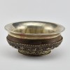 Hand Made  Silver and Wood 9.5" Tibetan Bowl Phuru Offering Bowl